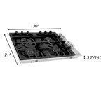 ZLINE 30" Gas Cooktop with 4 Gas Burners and Black Porcelain Top, RC30-PBT