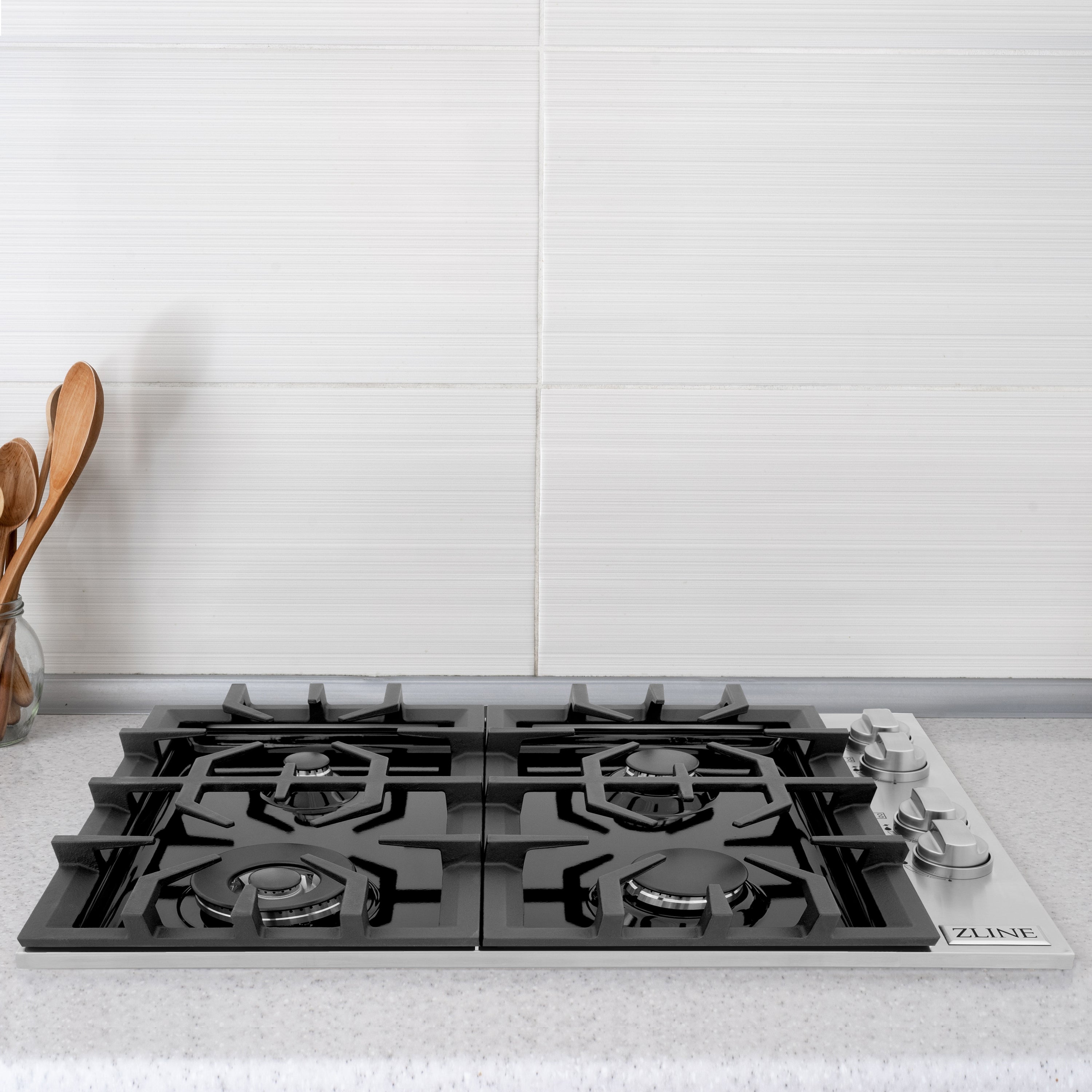 ZLINE 30" Gas Cooktop with 4 Gas Burners and Black Porcelain Top, RC30-PBT