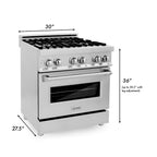 ZLINE Package - 30" Dual Fuel Range, Range Hood, Microwave, Dishwasher, Refrigerator with Water & Ice Dispenser