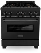 ZLINE Appliance Package - 30 In. Dual Fuel Range, Range Hood, Microwave and Dishwasher in Black Stainless Steel, 4KP-RABRH30-MWDWV