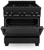 ZLINE Appliance Package - 30 In. Dual Fuel Range, Range Hood, Microwave and Dishwasher in Black Stainless Steel, 4KP-RABRH30-MWDWV