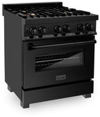 ZLINE Appliance Package - 30 In. Dual Fuel Range, Range Hood, Dishwasher in Black Stainless Steel, 3KP-RABRH30-DWV