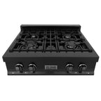 ZLINE Appliance Package - 30" Rangetop, Range Hood, Refrigerator, Dishwasher, Wall Oven in Black Stainless