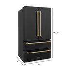 ZLINE Autograph Package - 36 Inch Gas Range, Range Hood, Dishwasher, Refrigerator in Black with Champagne Bronze Accents, 4AKPR-RGBRHDWV36-CB