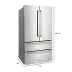 ZLINE Autograph Package - 48" Dual Fuel Range, Range Hood, Refrigerator, Microwave and Dishwasher in Stainless Steel with Gold Accents