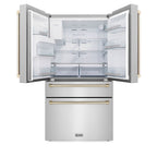 ZLINE Autograph Gold Package - 48" Rangetop, Range Hood, Dishwasher, Refrigerator, Microwave, Wall Oven