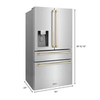 ZLINE Autograph Package - 30 In. Gas Range, Range Hood, Refrigerator, and Dishwasher in Stainless Steel with Gold Accents, 4AKPR-RGRHDWM30-G