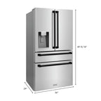 ZLINE Autograph Package - 48" Dual Fuel Range, Range Hood, Refrigerator with Water and Ice Dispenser, Microwave and Dishwasher in Stainless Steel with Black Accents