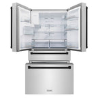ZLINE Autograph Package - 48" Dual Fuel Range, Range Hood, Refrigerator with Water and Ice Dispenser, Dishwasher with Matte Black Accents
