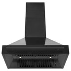 ZLINE 36 in. Range Hood Black Stainless Steel Wall Mount with Black Handle (BS655-36-BS)