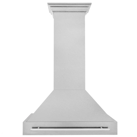 ZLINE 36 in. Wall Mount Range Hood Satin Stainless Steel 400 CFM Stainless Steel Handle (8654SNX-36)