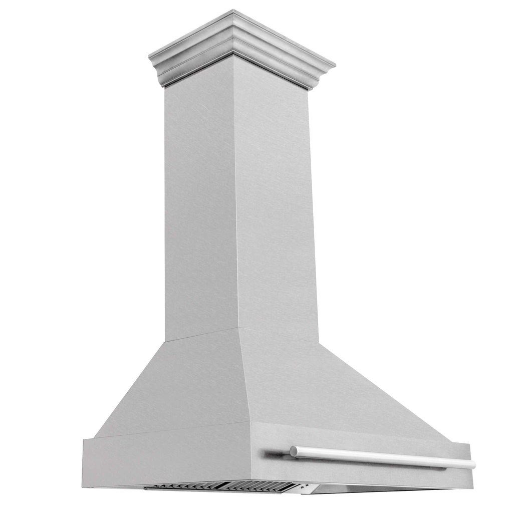 ZLINE 36 in. Wall Mount Range Hood Satin Stainless Steel 400 CFM Stainless Steel Handle (8654SNX-36)