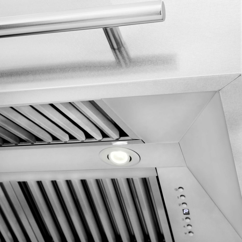 ZLINE 36 in. Wall Mount Range Hood Satin Stainless Steel 400 CFM Stainless Steel Handle (8654SNX-36)