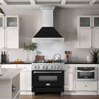 ZLINE 36 in. Wall Mount Range Hood Satin Stainless Steel Black Matte Shell 700 CFM Stainless Steel Handle (8654SNX-BLM-36)