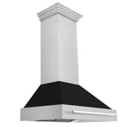 ZLINE 36 in. Wall Mount Range Hood Satin Stainless Steel Black Matte Shell 700 CFM Stainless Steel Handle (8654SNX-BLM-36)