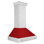 ZLINE 36 in. Wall Mount Range Hood 700 CFM Satin Stainless Steel with Red Gloss Shell Stainless Steel Handle (8654SNX-RG-36)