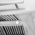 ZLINE 36 Inch Wall Mount Range Hood Satin Stainless Steel White Matte Shell Stainless Steel Handle (8654SNX-WM-36)