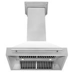 ZLINE 36 Inch Wall Mount Range Hood Satin Stainless Steel White Matte Shell Stainless Steel Handle (8654SNX-WM-36)