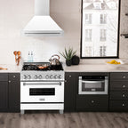 ZLINE 36 Inch Wall Mount Range Hood Satin Stainless Steel White Matte Shell Stainless Steel Handle (8654SNX-WM-36)