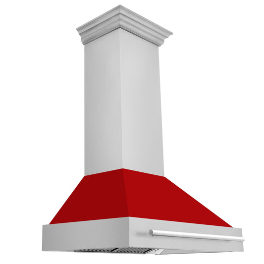 ZLINE 36-Inch Wall Mount Range Hood Stainless Steel Red Matte Shell 4-Speed 700 CFM (8654STX-RM36)