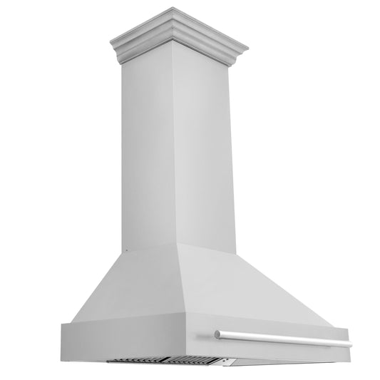 ZLINE 36 Inch Wall Mount Range Hood Stainless Steel 400–700 CFM LED Lighting Push Button Controls (8654STX-36)