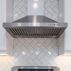 ZLINE 4-Piece Appliance Package - 36 In. Rangetop, Range Hood, Refrigerator, and Double Wall Oven in Stainless Steel, 4KPR-RTRH36-AWD