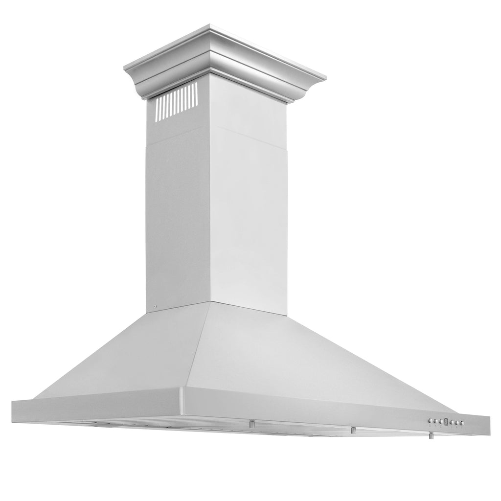 ZLINE 36 in Wall Mount Range Hood Convertible Vent Stainless Steel with Crown Molding (KBCRN-36)