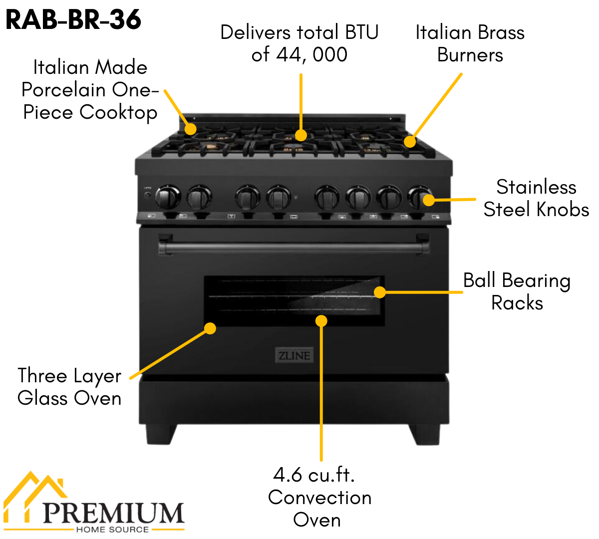 ZLINE Appliance Package - 36 in. Duel Fuel Range, Range Hood, Microwave Drawer, Dishwasher, Refrigerator, 5KPR-RABRH36-MWDWV