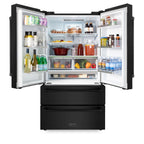 ZLINE Appliance Package - 48 In. Gas Range, Refrigerator, Range Hood, Microwave Drawer in Black Stainless Steel, 4KPR-SGRBRH48-MW