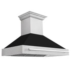 ZLINE 48 in Wall Mount Range Hood 700 CFM Satin Stainless Steel Black Matte Shell Stainless Steel Handle (8654SNX-BLM-48)