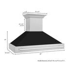 ZLINE 48 in Wall Mount Range Hood 700 CFM Satin Stainless Steel Black Matte Shell Stainless Steel Handle (8654SNX-BLM-48)