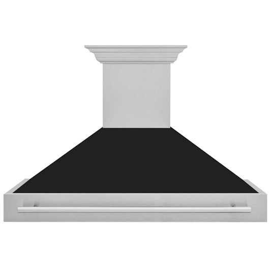 ZLINE 48 in Wall Mount Range Hood 700 CFM Satin Stainless Steel Black Matte Shell Stainless Steel Handle (8654SNX-BLM-48)