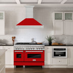 ZLINE 48 in Wall Mount Range Hood 400 CFM Satin Stainless Steel Red Matte Shell LED Lighting Dishwasher Safe Filters (8654SNX-RM-48)