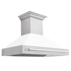 ZLINE 48 in. Wall Mount Range Hood Satin Stainless Steel White Matte Shell 700 CFM (8654SNX-WM-48)