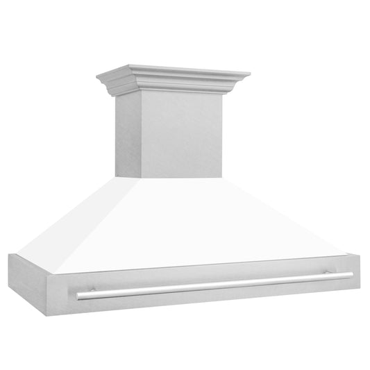 ZLINE 48 in. Wall Mount Range Hood Satin Stainless Steel White Matte Shell 700 CFM (8654SNX-WM-48)