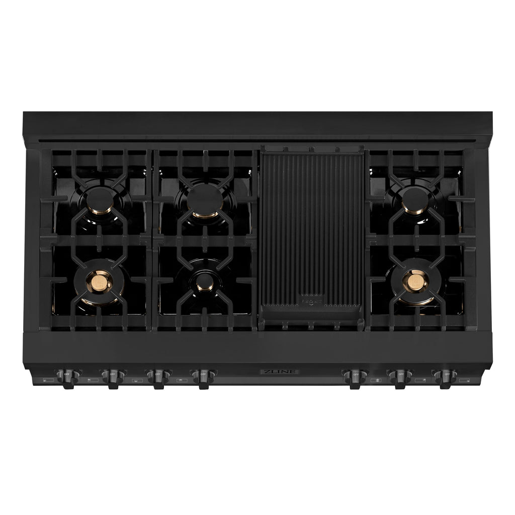 ZLINE Appliance Package - 30" Professional Double Wall Oven, 48" Rangetop, Range Hood In Black Stainless Steel, 3KP-RTBRH48-AWD