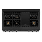 ZLINE Appliance Package - 48" Rangetop With 6 Gas Burners, Range Hood In Black Stainless Steel, 2KP-RTBRH48