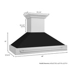 ZLINE 48 in. Wall Mount Range Hood Stainless Steel Black Matte Shell Stainless Steel Handle (8654STX-BLM-48)