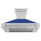 ZLINE 48 in. Range Hood Stainless Steel Blue Matte Shell Stainless Steel Handle 8654STX-BM-48