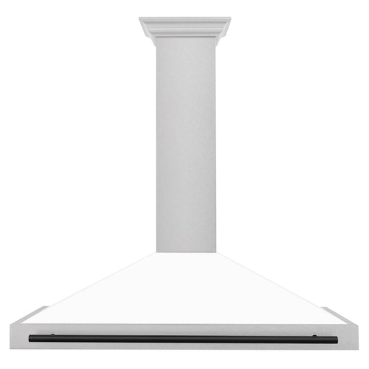 ZLINE 48 in. Wall Mount Range Hood Convertible Satin Stainless Steel White Matte Matte Black Handle (KB4SNZ-WM48-MB)