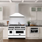 ZLINE 48 in. Wall Mount Range Hood Convertible Satin Stainless Steel White Matte Matte Black Handle (KB4SNZ-WM48-MB)