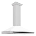 ZLINE 48 in. Wall Mount Range Hood Convertible Satin Stainless Steel White Matte Matte Black Handle (KB4SNZ-WM48-MB)