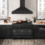 ZLINE 48-Inch Wall Mount Range Hood Black Stainless Steel Finish with Black Handle 700 CFM (BS655-48-BS)