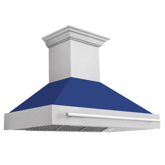 ZLINE 48 in. Range Hood DuraSnow® Stainless Steel Blue Matte Shell 4-Speed Ventilation LED Lighting (8654SNX-BM48)ZLINE 48 in. Range Hood DuraSnow® Stainless Steel Blue Matte Shell 4-Speed Ventilation LED Lighting (8654SNX-BM48)