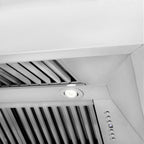 ZLINE 48 in. Wall Mount Range Hood – Satin Stainless Steel – 4-Speed Fan – 400 CFM – Stainless Steel Handle (8654SNX-48)
