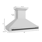 ZLINE 48 Inch Wall Mount Range Hood Stainless Steel Matte Black Handle 8654STZ-48-MB