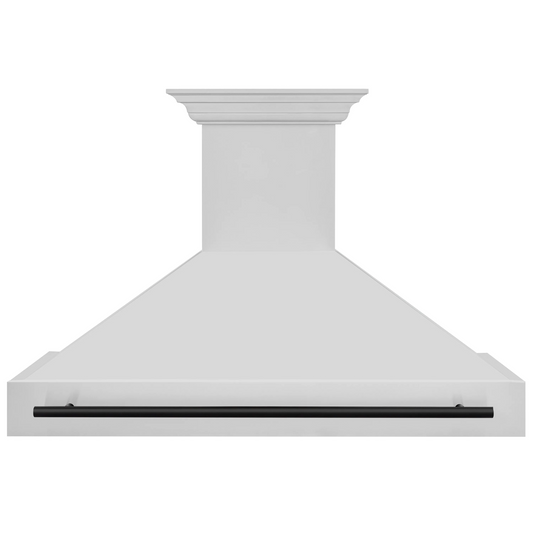 ZLINE 48 Inch Wall Mount Range Hood Stainless Steel Matte Black Handle 8654STZ-48-MB