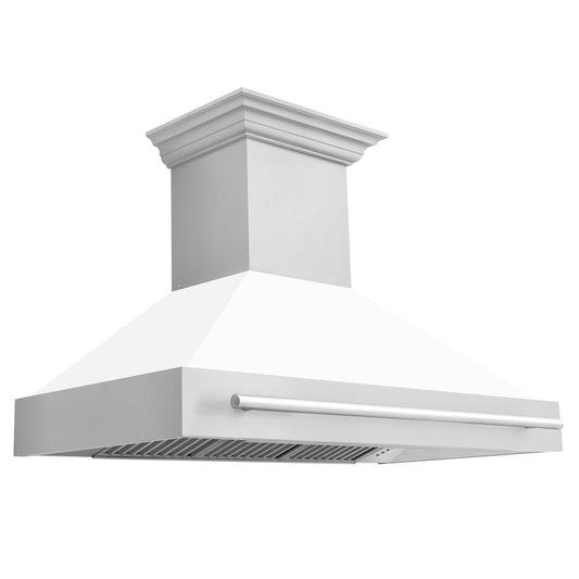 ZLINE 48 in. Wall Mount Range Hood Stainless Steel White Matte Shell 4-Speed 400 CFM (8654STX-WM-48)
