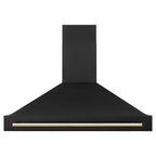 ZLINE 48 in. Wall Mount Range Hood Black Stainless Steel Gold Handle 400 CFM (BS655Z-48-G)