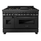 ZLINE Black Stainless Steel Appliance Package - 48 in. Dual Fuel Range, Range Hood, Microwave, 3KP-RABRH48-MW